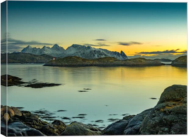 Lofoten Sunrise, Norway Canvas Print by Mark Llewellyn