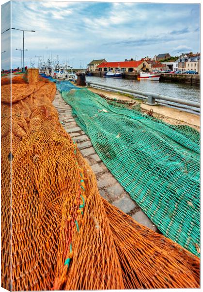 Fishing Nets, Scotland, UK Canvas Print by Mark Llewellyn