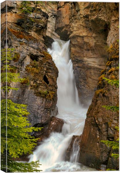 Alberta Waterfall, Canada Canvas Print by Mark Llewellyn