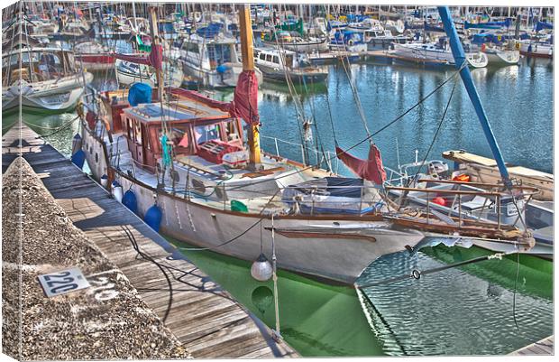 Large Sail Boat in Harbour Canvas Print by Simon West