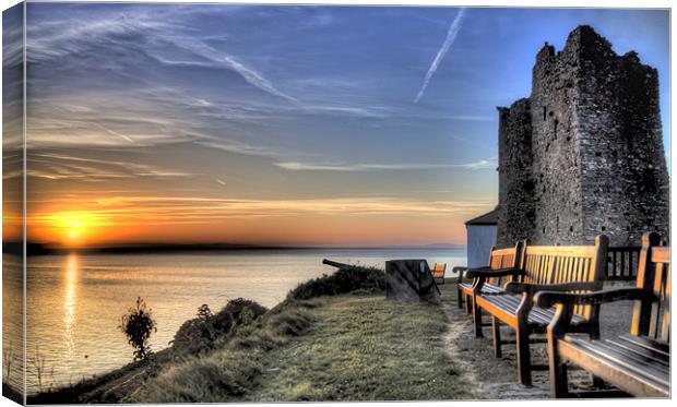 Sunrise from Castle Hill Tenby Canvas Print by Simon West