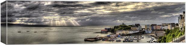 Tenby Harbour Panoramic Canvas Print by Simon West