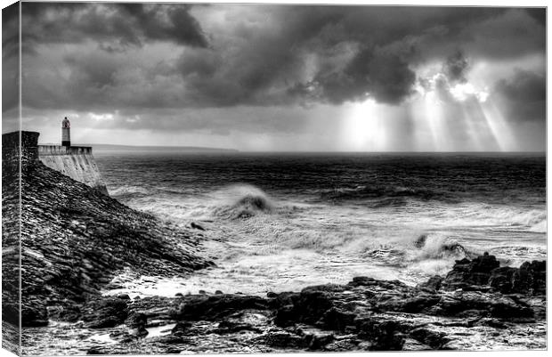 Porthcawl Point Stormy Day Canvas Print by Simon West
