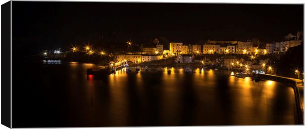 Tenby Harbour at Night Canvas Print by Simon West