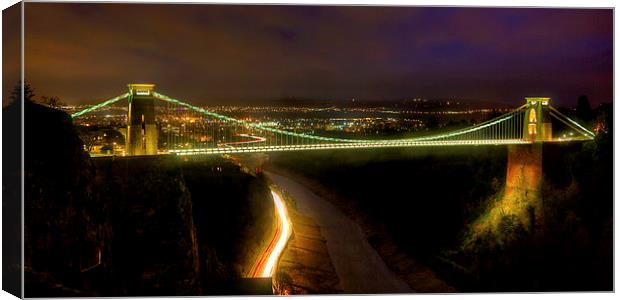 Clifton Suspension Bridge At Night Canvas Print by Simon West