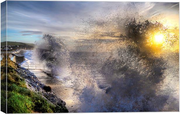 Amroth beach at high tide Canvas Print by Simon West
