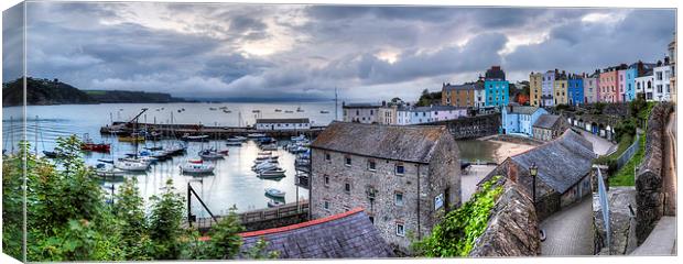Tenby Harbour Panoramic Canvas Print by Simon West