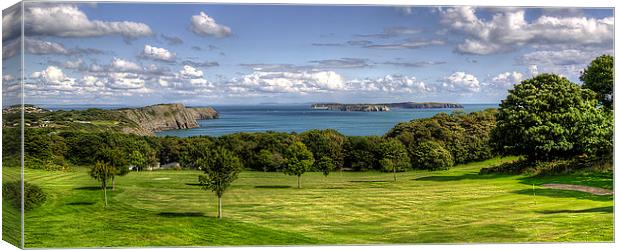  View across to Caldey Island Canvas Print by Simon West