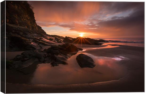 Coppet Hall - Rockpool Spring Sunrise Canvas Print by Simon West