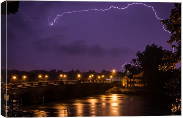 Lightning Storm over Maidenhead and Thames Canvas Print by Simon West