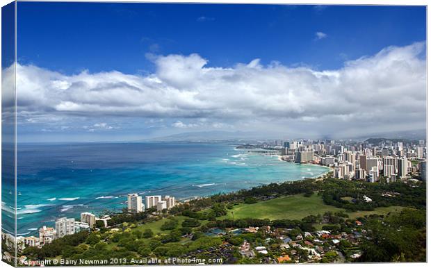 Diamond Heads Waikiki Canvas Print by Barry Newman