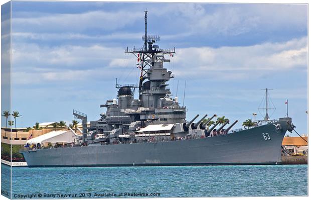USS Missouri, Pearl Harbour Canvas Print by Barry Newman
