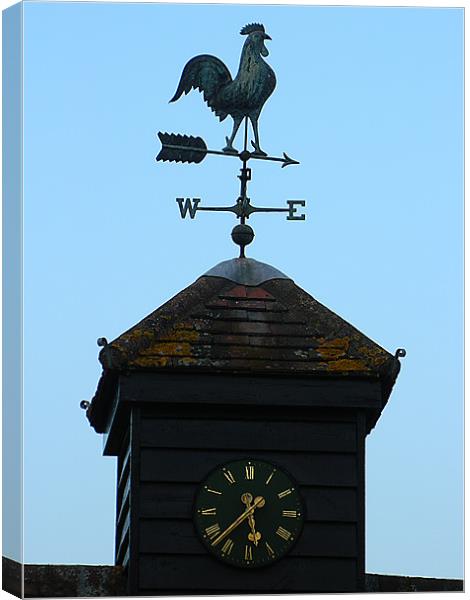 Weather Vane and Clock in Herts Canvas Print by Sandra Beale