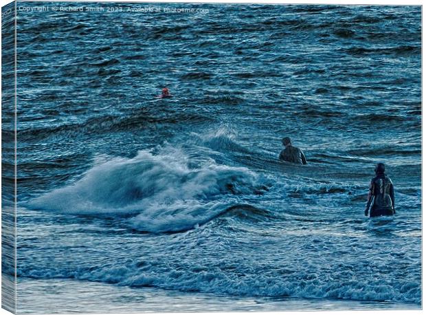 Winter bathers at An Corran Canvas Print by Richard Smith