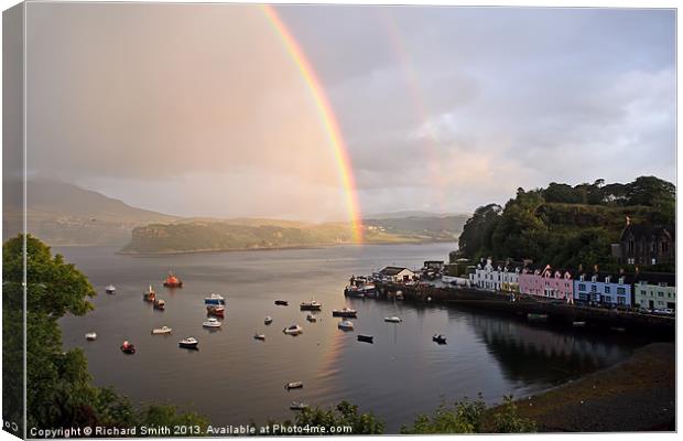 Rainbow over Loch Portree Canvas Print by Richard Smith