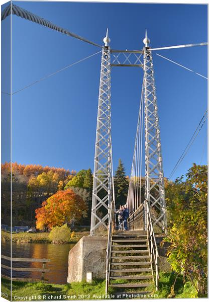 Suspension footbridge at Aberlour Canvas Print by Richard Smith