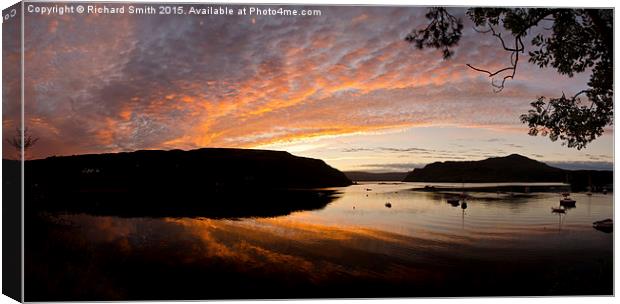  Sunrise colour over Loch Portree. Canvas Print by Richard Smith