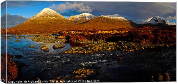 Red Cuillin winter afternoon. Canvas Print by Richard Smith