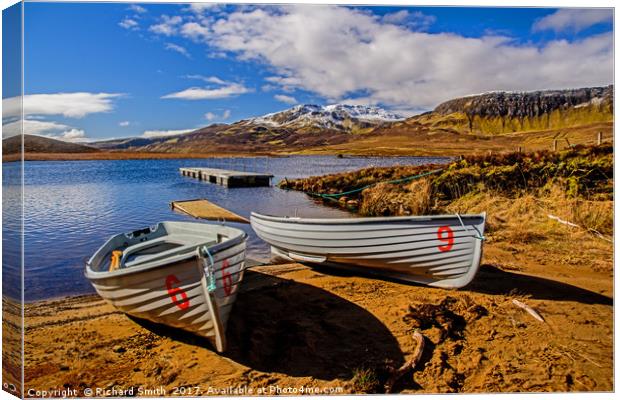 Fishing boats on the shore of Loch Leathan Canvas Print by Richard Smith