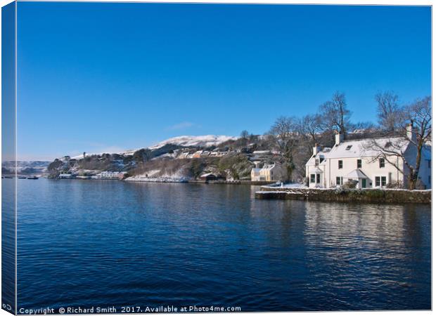 White and blue by Loch Portree, Isle of Skye, Canvas Print by Richard Smith
