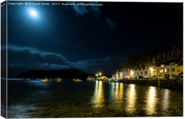 Moonlight over Loch Portree Canvas Print by Richard Smith