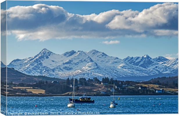 The Cuillin across Loch portree Canvas Print by Richard Smith