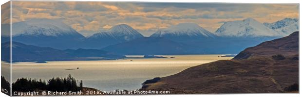 Snow covered Red Cuillin from close to The Storr. Canvas Print by Richard Smith