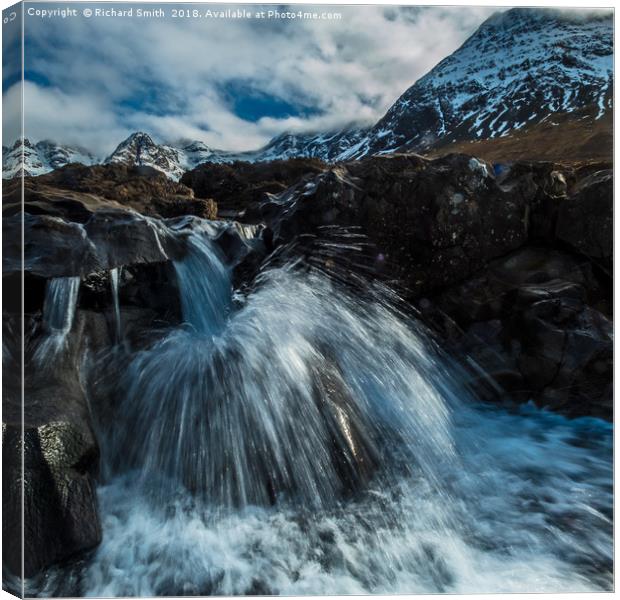 A special kind of waterfall in the Fairy Pools Canvas Print by Richard Smith