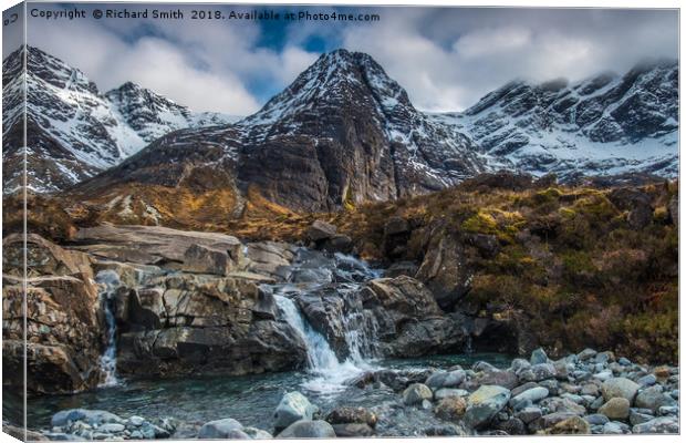 Another, yet smaller, cascade in Coire na Crieche Canvas Print by Richard Smith