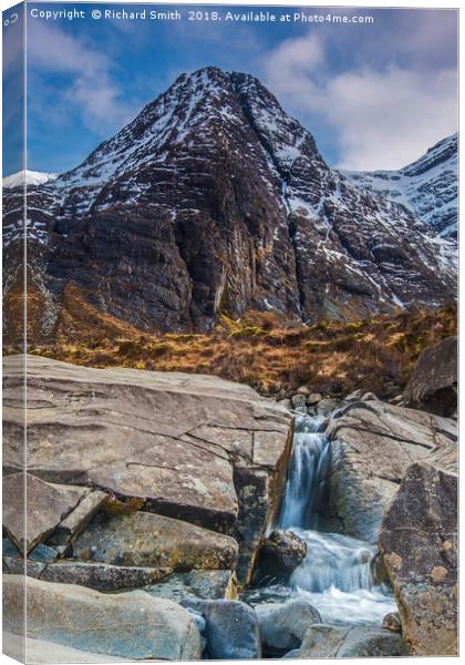 Waterpipe Gully down side of Sgurr an Fheadain  Canvas Print by Richard Smith