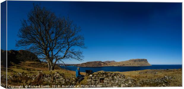 A walker and her dog at Scorr Canvas Print by Richard Smith