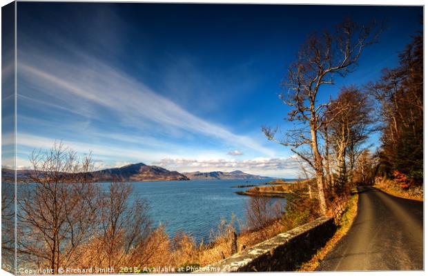 The coastal road north on the Isle of Raasay Canvas Print by Richard Smith