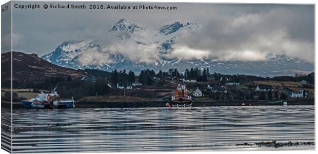 The Black Cuillin beyond Loch Portree Canvas Print by Richard Smith