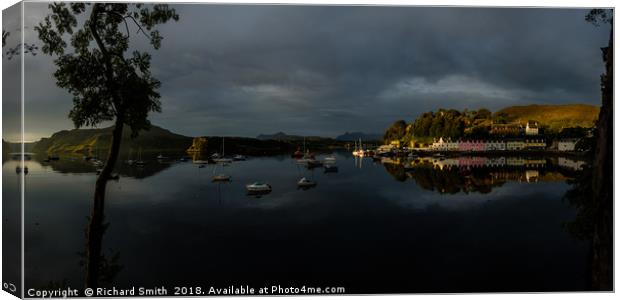 Dawn sunlight over Loch Portree Canvas Print by Richard Smith