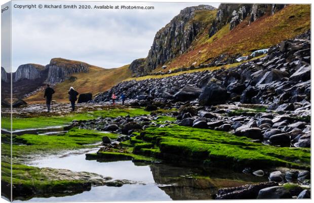 Looking for Dinosaur footprints at 'An Corran' Canvas Print by Richard Smith