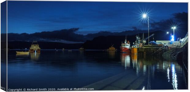 Fishing boats moored to the end of the pier at the blue hour. #2 Canvas Print by Richard Smith