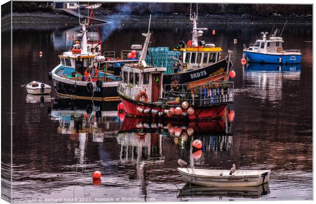 Another mess of working boats and a couple of tenders. Canvas Print by Richard Smith