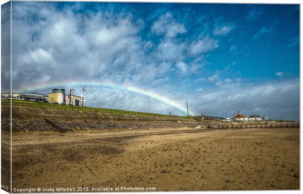 Rainbow at Aberdeen Beach Canvas Print by Vicky Mitchell