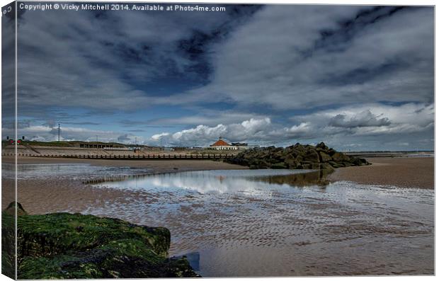  Low tide at Aberdeen Canvas Print by Vicky Mitchell