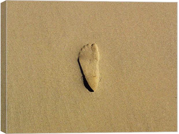 Footprint In The Sand Canvas Print by Emma Ward