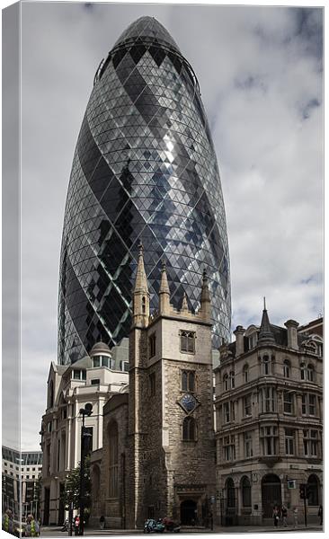 The Gherkin and the Church Canvas Print by Nigel Jones
