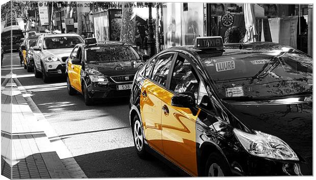  Barcelona Taxi's Canvas Print by Michael Thompson