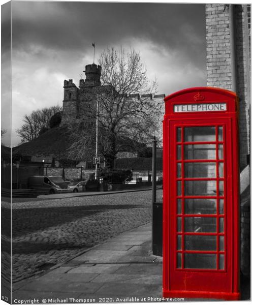 Lincoln Castle and telephone Canvas Print by Michael Thompson