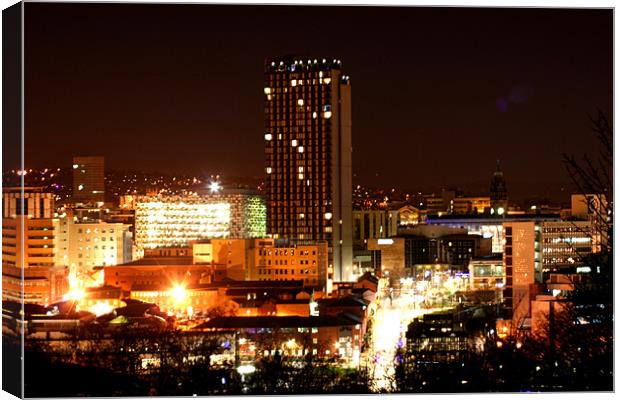Sheffield City by Night Canvas Print by carl wood