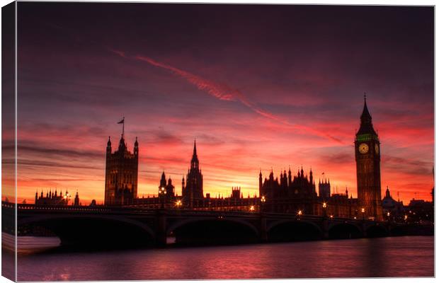 Sunset over Parliament Canvas Print by Stuart Gennery