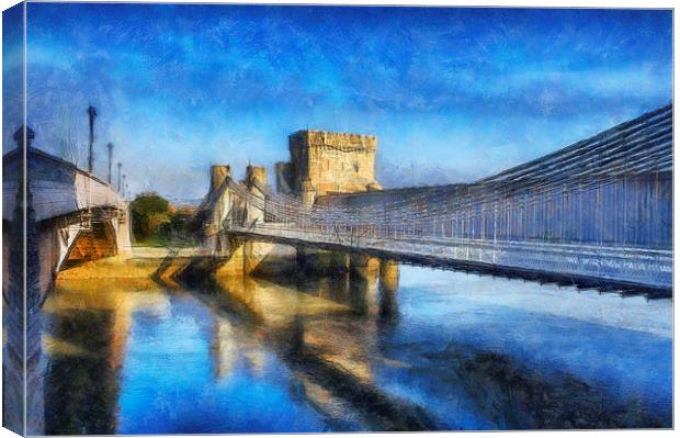  Conwy Suspension Bridge Canvas Print by Ian Mitchell