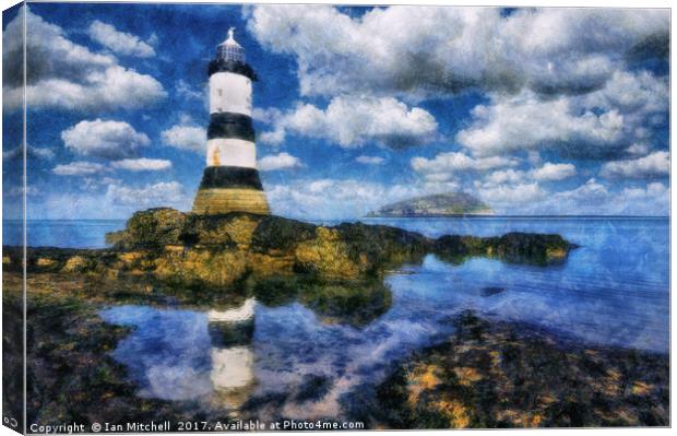Penmon Lighthouse Digital Art Canvas Print by Ian Mitchell