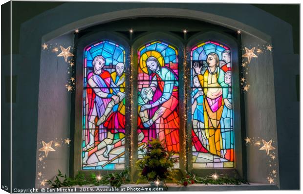 Christmas Church Window Canvas Print by Ian Mitchell