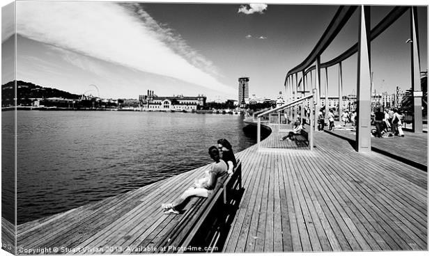 Couple at Port Vell Canvas Print by Stuart Vivian