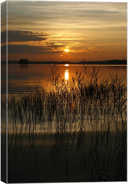 Finnish Lake Sunset Canvas Print by John Piper